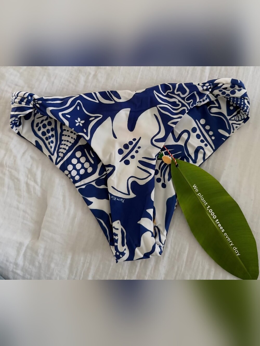 Womens FARM RIO Blue & White Tropical Print Swim Bottoms